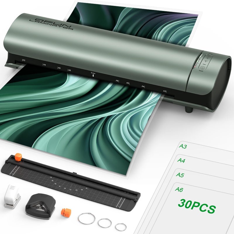 Qfun Laminator Machine 11x17 Cold Thermal Laminator，13 inch Laminating Machine 60s Warm-up with 30 Laminate Sheets，9 in 1 Desktop A3 Lamination Machine with Paper Trimmer for Teacher Home Office - Image 1